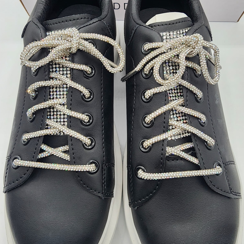 Wild Diva Black and White Women's Sneakers W/White Crystal Accents - Picture 11 of 13